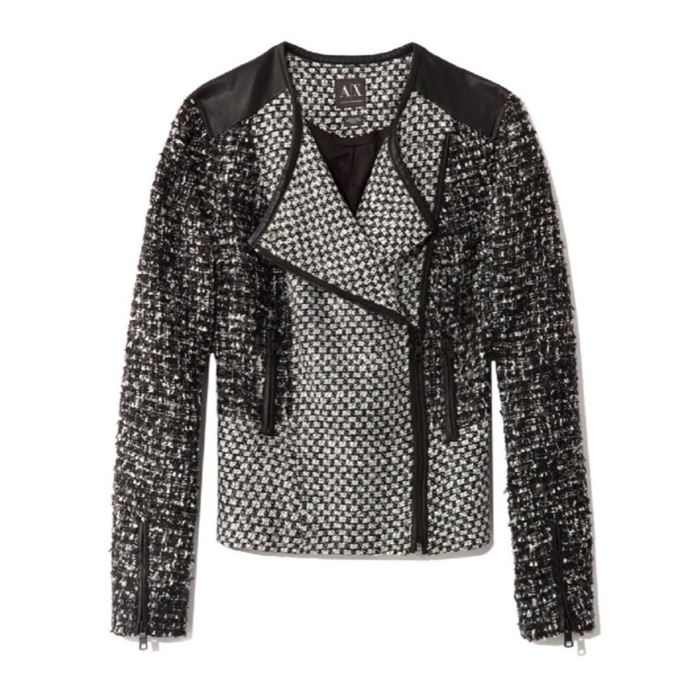 Armani Exchange Tweed Moto Jacket